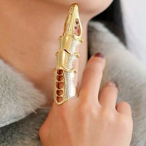 Medieval-Style Cuff Armor Ring - Gold